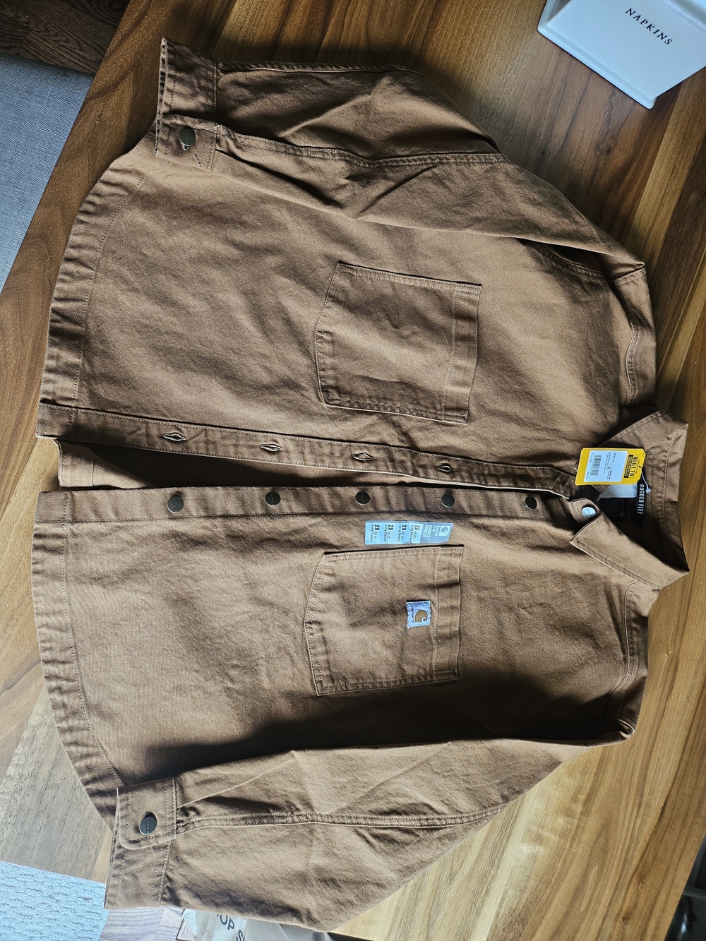 Carhartt Women's Rugged Flex Loose Fit Heavyweight Duck Overshirt Brown 2X NWT